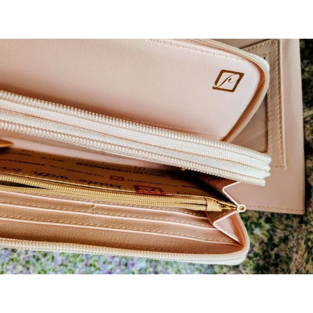 Pink Butterfly Leather Stone Mountain Wallet